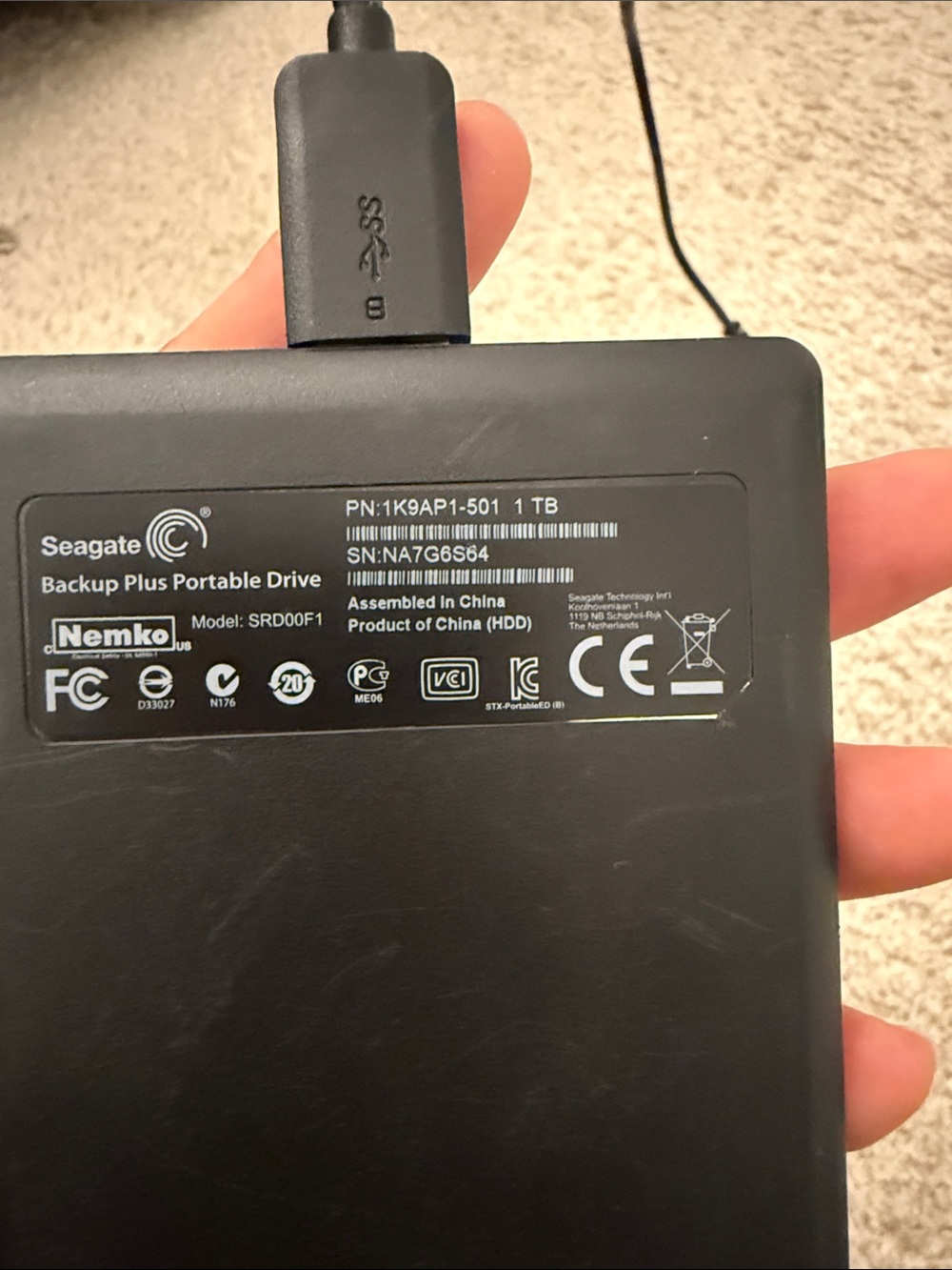 Portable External Hard Drive - Black - Picture 2 of 2
